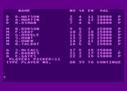 Football Manager for Atari 8-bit - Taking a look at my players...