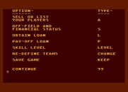 Football Manager for Atari 8-bit - Back to the menu...the colors of the screen change randomly!
