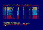 Football Manager for Amstrad CPC - Information about my team...