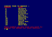 Football Manager for Amstrad CPC - Choose a team to manage...