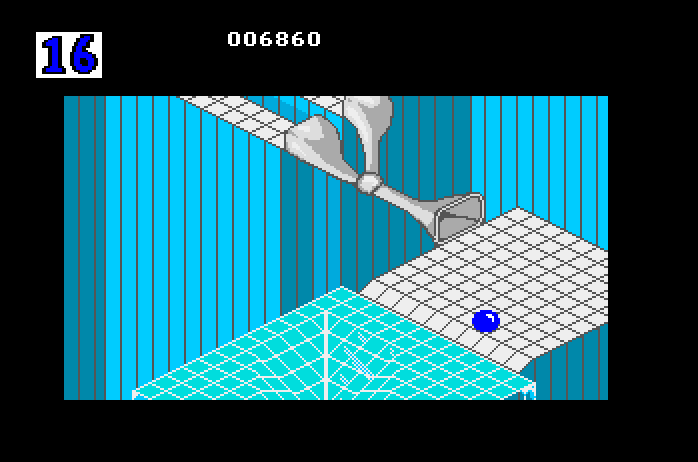 Marble Madness Apple IIgs Screenshot: This icy section of maze can be tricky to cross.
