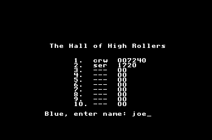 Marble Madness Apple IIgs Screenshot: Game over. Enter your initials into the high score table.