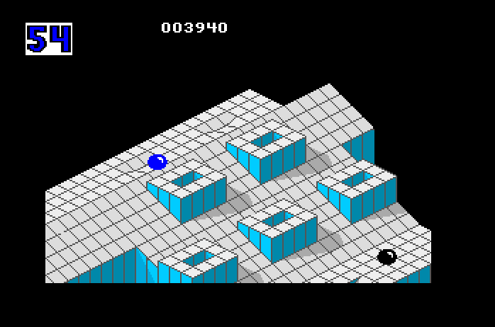 Marble Madness Apple IIgs Screenshot: Start of the second maze.