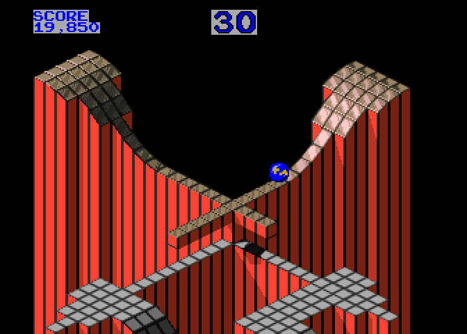 Marble Madness Arcade Screenshot: Level 4 has some extra narrow paths!