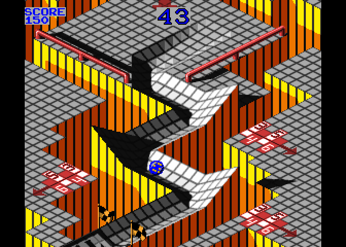 Marble Madness Arcade Screenshot: The flags indicate my destination...