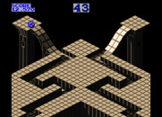 Marble Madness for Arcade - Level 3 starts with a steep, narrow ramp...