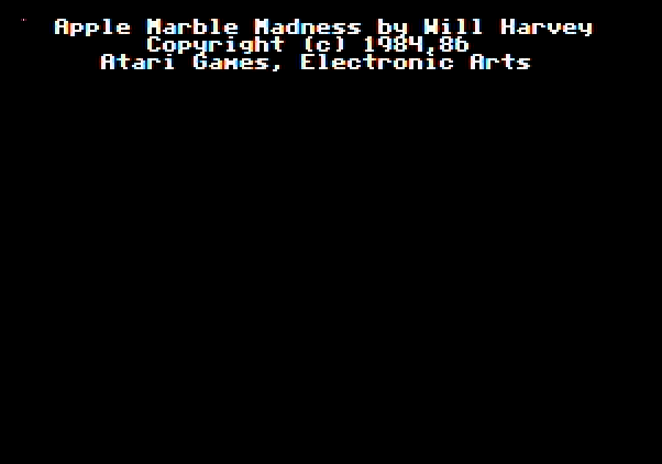 Marble Madness Apple II Screenshot: Title screen.