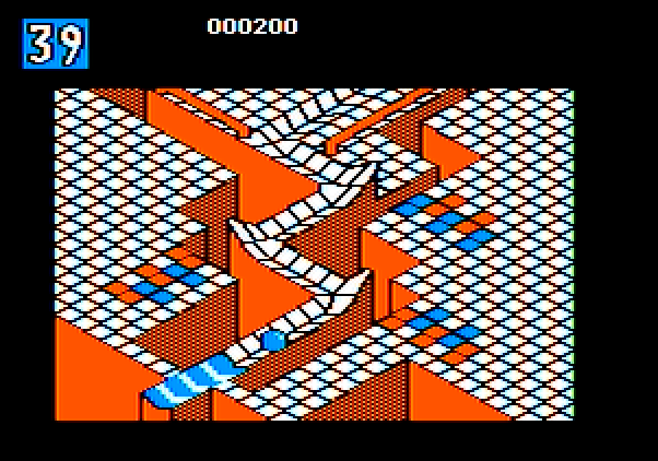 Marble Madness Apple II Screenshot: The end of the first course.