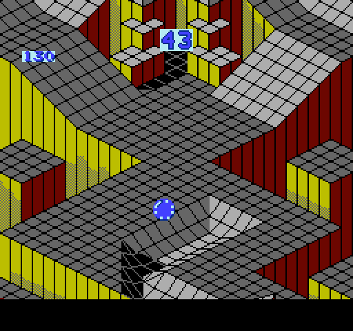 Marble Madness NES / Famicom Screenshot: The marble rolls down the practice maze...