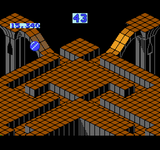 Marble Madness NES / Famicom Screenshot: Intermediate race, and I'm falling off of the path...