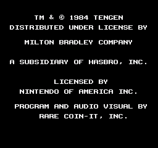 Marble Madness NES / Famicom Screenshot: Copyright screen.
