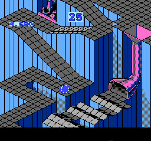 Marble Madness NES / Famicom Screenshot: Take the ramp...or the pipe and wavy path?