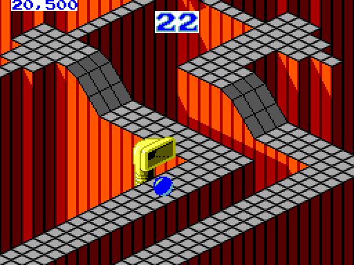 Marble Madness Sega Master System Screenshot: Watch out for the marble vacuum cleaners!