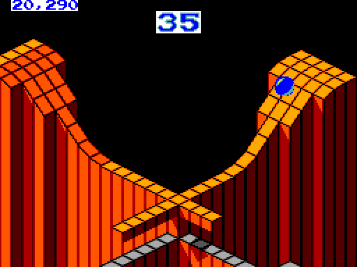 Marble Madness Sega Master System Screenshot: The path is narrow at the start of this maze.