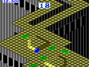 Marble Madness for Sega Master System - Acid puddles will instantly dissolve your marble.