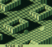 Marble Madness for Game Boy - Start of the second maze with another marble in the way.