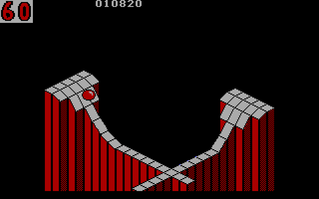Marble Madness IBM PC/Compatibles Screenshot: This level begins with a steep, narrow path.