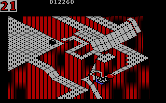 Marble Madness IBM PC/Compatibles Screenshot: This catapult launches you to the next part of the maze.