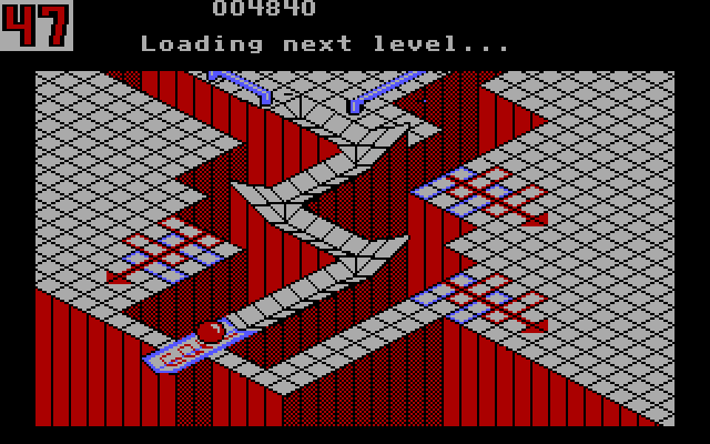 Marble Madness IBM PC/Compatibles Screenshot: Level complete, loading the next level.