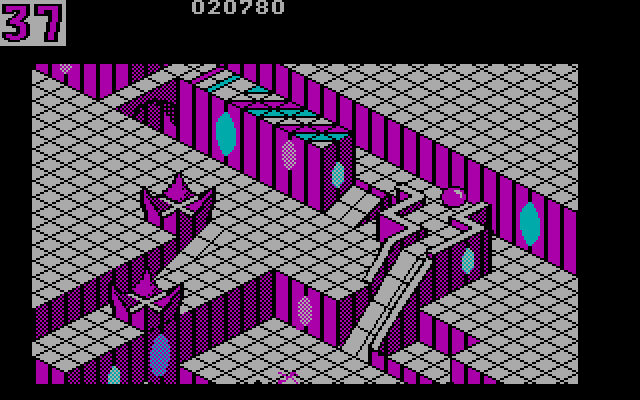 Marble Madness IBM PC/Compatibles Screenshot: Paths frequently become narrow and tricky to navigate.