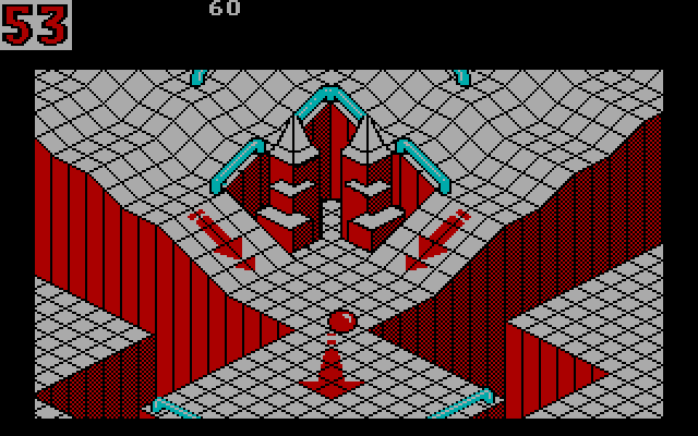 Marble Madness IBM PC/Compatibles Screenshot: Heading down the path of the first maze.