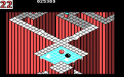Marble Madness for IBM PC/Compatibles - The black marble tries to knock you off of the path.
