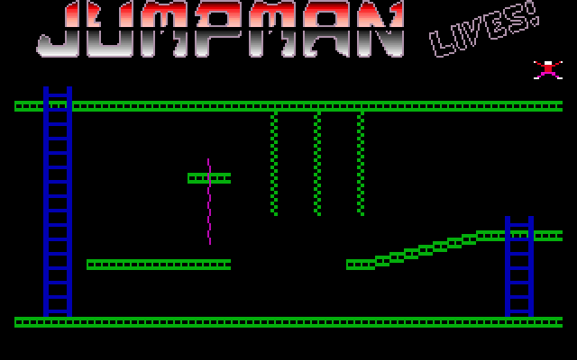 Jumpman Lives! IBM PC/Compatibles Screenshot: Title screen.