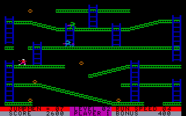 Jumpman Lives! IBM PC/Compatibles Screenshot: On this level robots chase you...