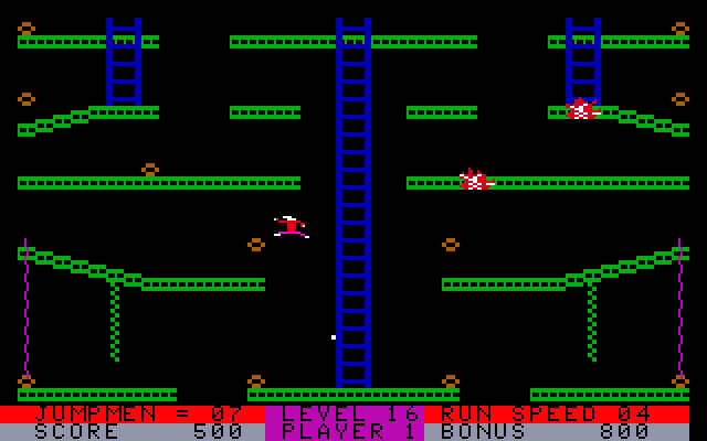 Jumpman Lives! IBM PC/Compatibles Screenshot: Jumping through the air...