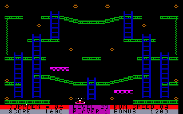 Jumpman Lives! IBM PC/Compatibles Screenshot: Oops, I fell off of a moving platform...