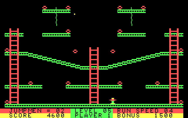 Jumpman Lives! IBM PC/Compatibles Screenshot: Each level has a different challenge...