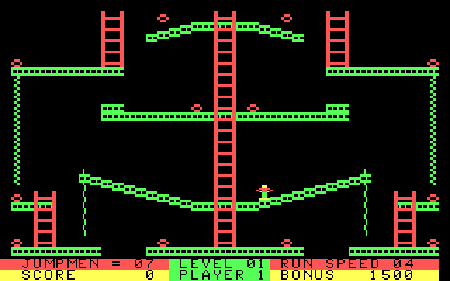 Jumpman Lives! IBM PC/Compatibles Screenshot: Start of the first level...