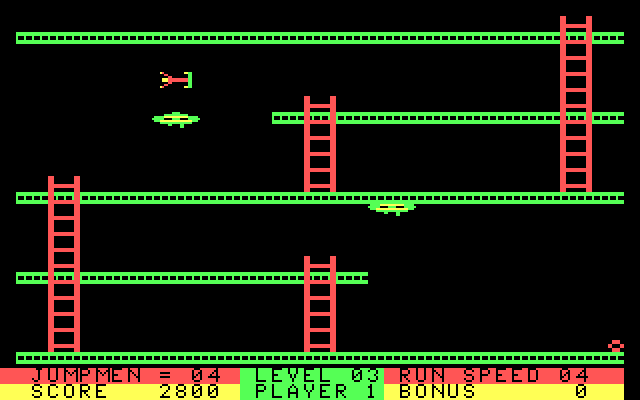 Jumpman Lives! IBM PC/Compatibles Screenshot: A flying saucer knocked me off of the platform...