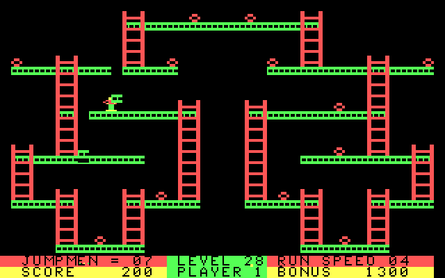 Jumpman Lives! IBM PC/Compatibles Screenshot: Hit on the head by a falling block...