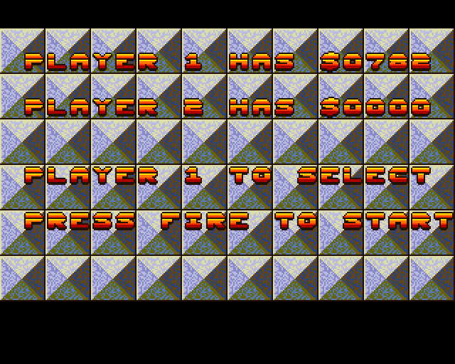 Blood Money Amiga Screenshot: Press fire to continue!