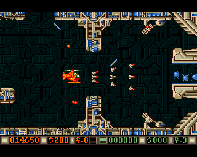 Blood Money Amiga Screenshot: A narrow path approaching!
