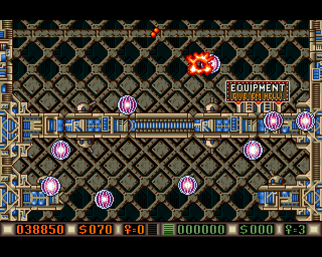 Blood Money Amiga Screenshot: Crash! I've been hit...