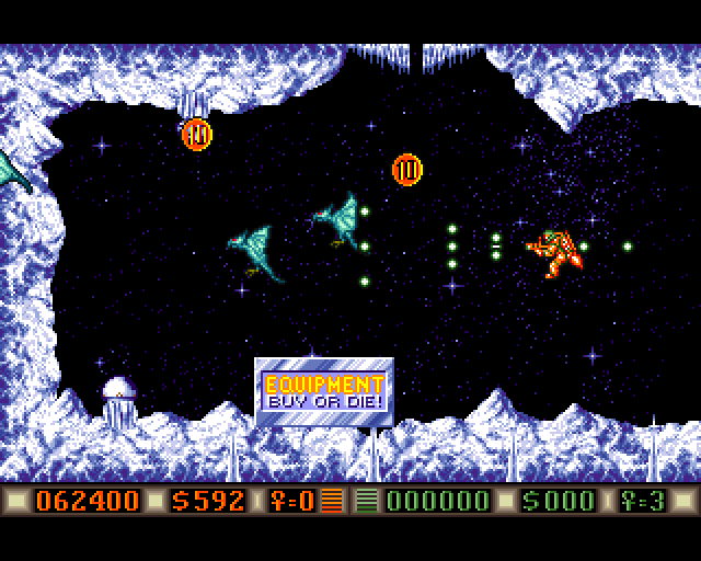 Blood Money Amiga Screenshot: Here's a place to buy some more equipment!