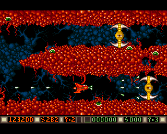 Blood Money Amiga Screenshot: Which path to take?