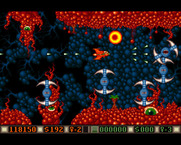 Blood Money for Amiga - These giant spinning blades can cause a problem...