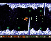 Blood Money for Amiga - Don't crash into these giant spikes!