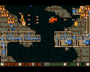 Blood Money for Amiga - One of the vertically scrolling areas.