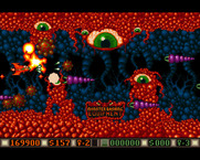 Blood Money for Amiga - This world has numerous narrow passages.