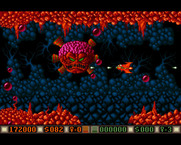 Blood Money for Amiga - The end of level boss for the fourth world.