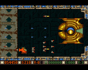 Blood Money for Amiga - The first end of level boss.