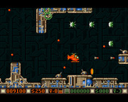 Blood Money for Amiga - Some enemies, like these spikey things, release coins when shot.