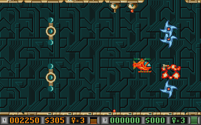 Blood Money Atari ST Screenshot: Blasting some opoonents...