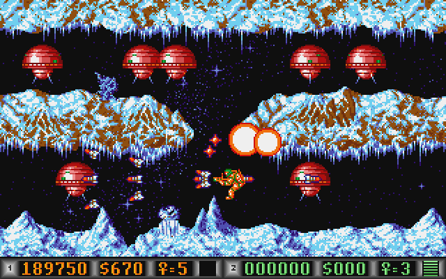 Blood Money Atari ST Screenshot: You can choose one of two paths; it's not always clear what the better choice is!