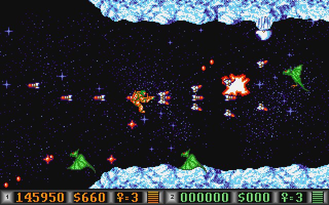 Blood Money Atari ST Screenshot: Starting the third, icy world!