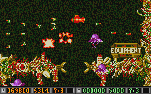 Blood Money Atari ST Screenshot: To the right is a place to buy some equipment...